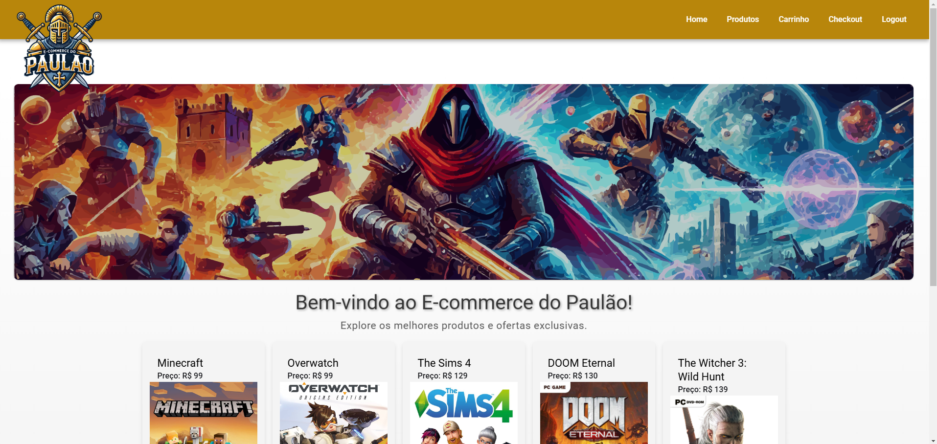 Imagem do projeto E-commerce com Angular